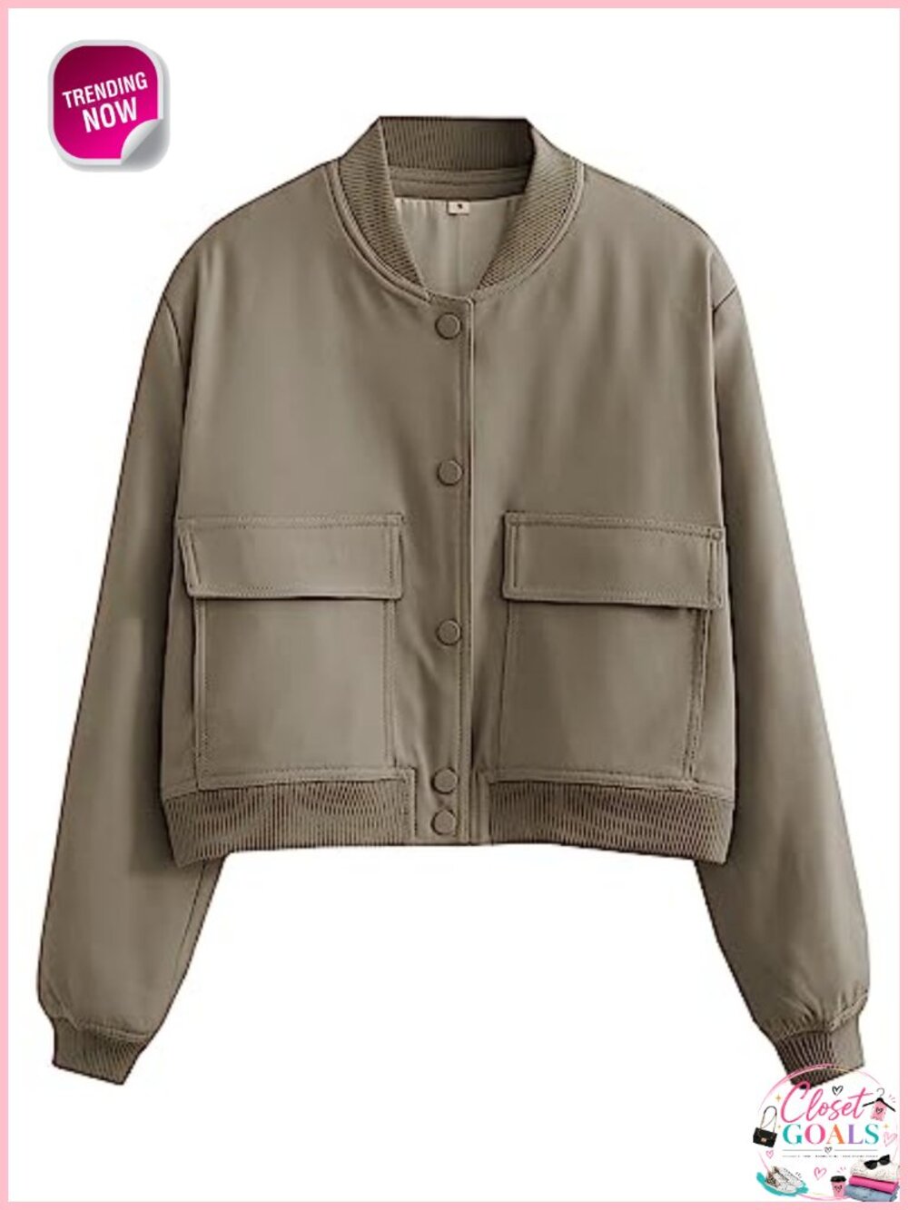 Lightweight Button Down Cropped Bomber Jacket Drop Shoulder Casual Coat